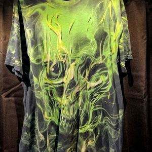 Vintage allover print smoking skull shirt